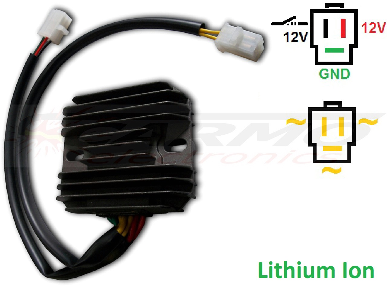 CARR164-LI - Honda CX500 Suzuki VS MOSFET Regulador de voltaje rectificador (31600-415-008, SH232-12, Shindengen) - Lithium Ion - Haga click en la imagen para cerrar