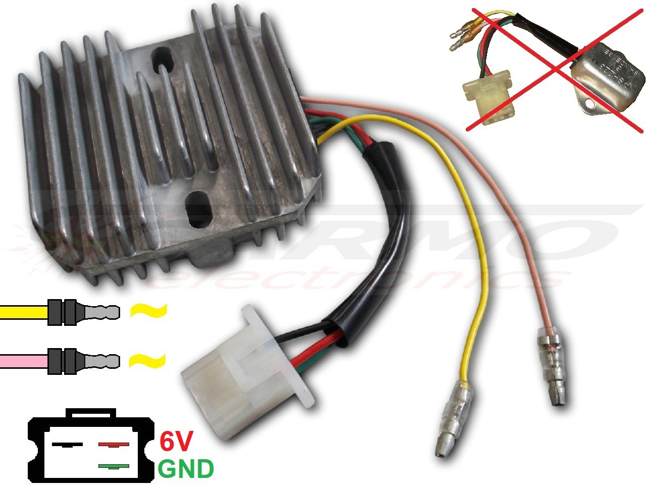 CARR681 SH223 Honda XL250S GN400 CB125s XL125s XL185s 6V Regulador de voltaje rectificador - Haga click en la imagen para cerrar