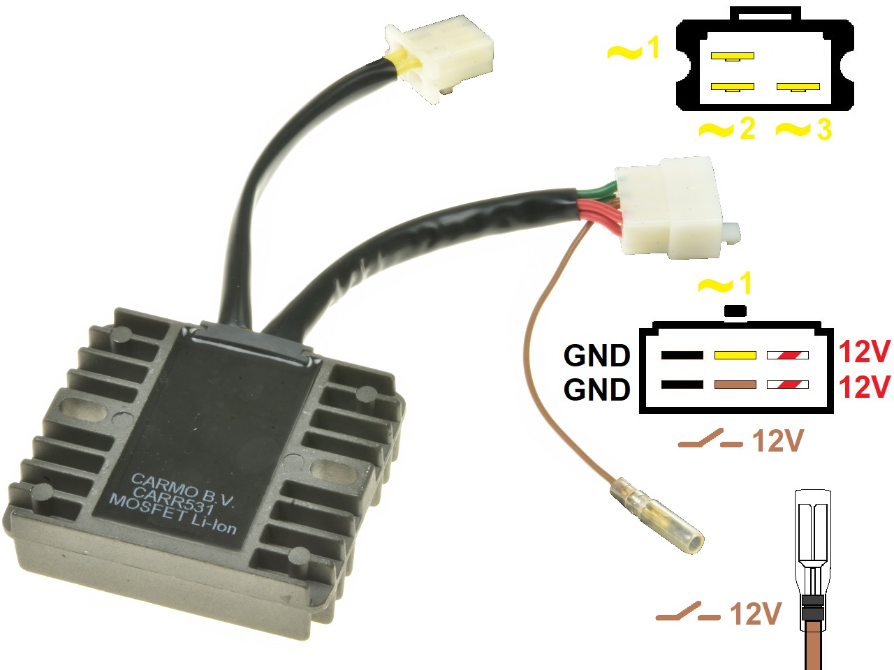 CARR531-Z1300-A4 Kawasaki Z1300 KZ1300 A4 MOSFET Rectificador de regulador de voltaje (SH541-12) - Haga click en la imagen para cerrar