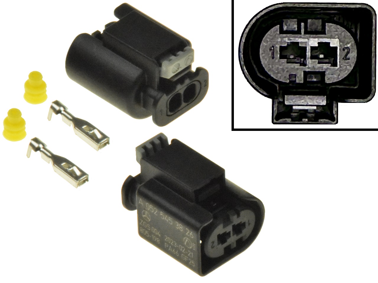 Conector OEM Mercedes-Benz BMW inyector de combustible 2 vias (0525453826, 7 601 023 - 01, 805-198-541) - Haga click en la imagen para cerrar