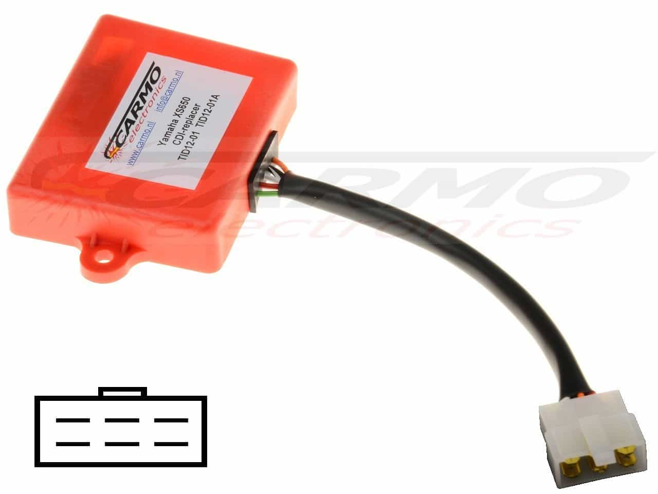 Yamaha XS650 CDI igniter TID12-01, TID12-01A (6 pins connector) - Haga click en la imagen para cerrar